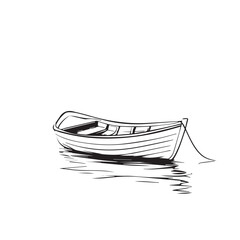 Boat In cartoon, hand-drawn flat style. image for social media, websites and UI. Isolated 2D vector design in logo, icon, sketch style, simple line vector, single color. AI Generative Art.