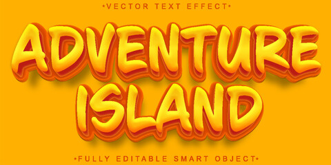 Cartoon Orange Adventure Island Vector Fully Editable Smart Object Text Effect