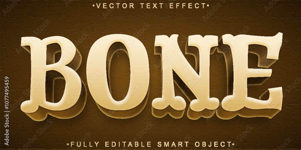 Aufkleber cartoon brown bone vector fully editable smart object text effect