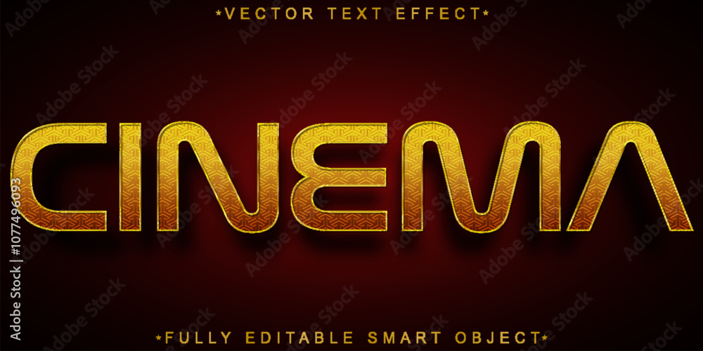 Poster gold cinema vector fully editable smart object text effect