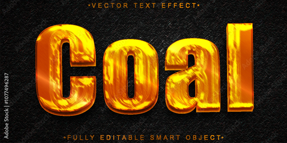 Poster coal vector fully editable smart object text effect