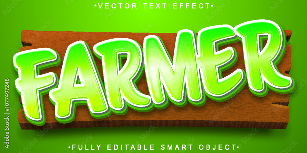 Aufkleber cartoon farmer vector fully editable smart object text effect