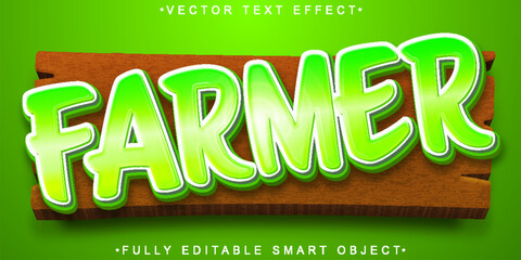Cartoon Farmer Vector Fully Editable Smart Object Text Effect