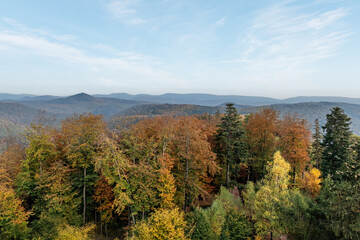 Fototapeta premium Sunrise in the foggy mountains