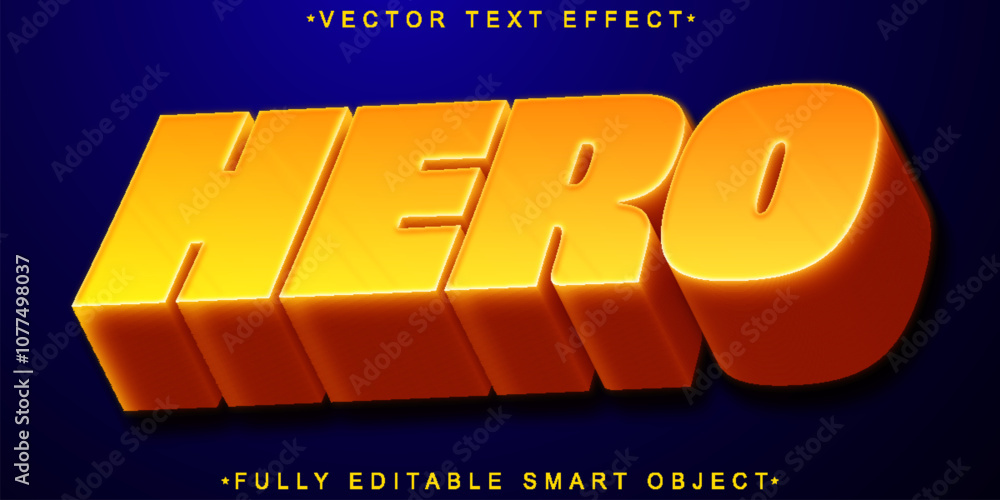 Poster cartoon hero vector fully editable smart object text effect