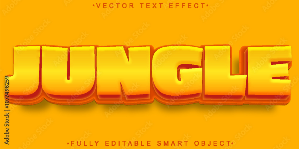 Poster cartoon orange jungle vector fully editable smart object text effect