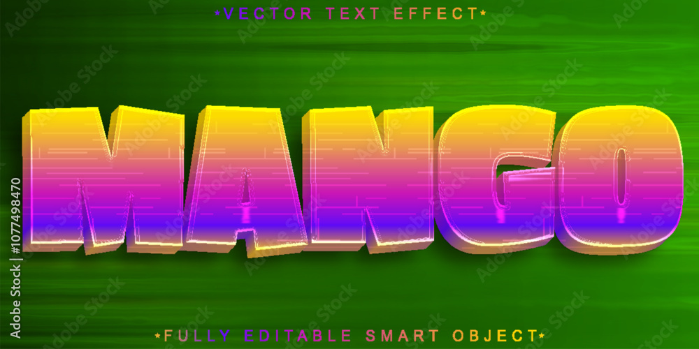 Poster cartoon colorful mango vector fully editable smart object text effect