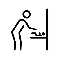 Baby Changing Station (Men’s Room) with a person changing diapers. Vector baby changing room icon. Editable stroke