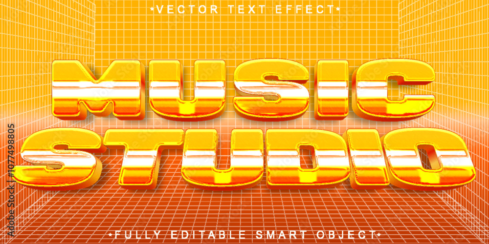 Poster music studio vector fully editable smart object text effect