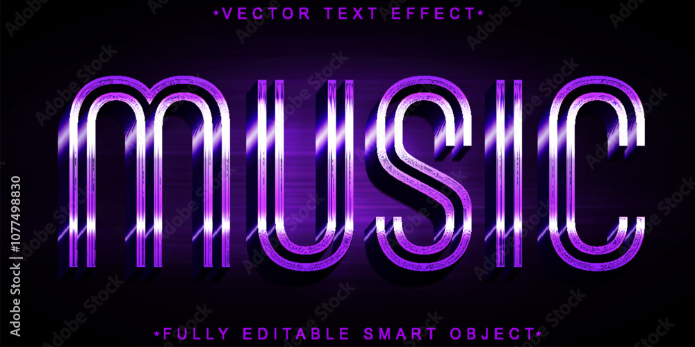 Poster purple music vector fully editable smart object text effect