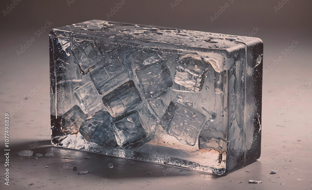 Poster block of ice with a few cubes missing