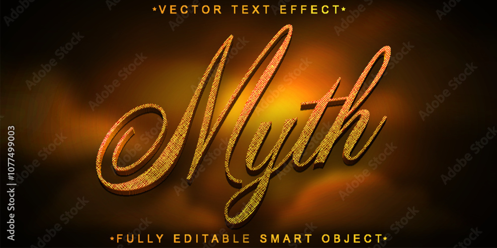 Poster golden myth vector fully editable smart object text effect