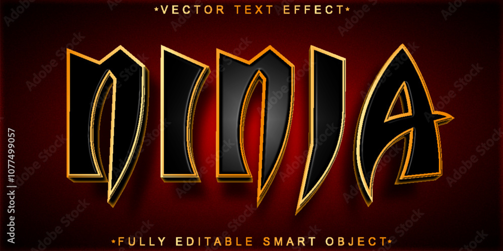 Poster fighter ninja silver vector fully editable smart object text effect