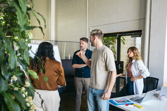 Teamwork having a brainstorming meeting in the office