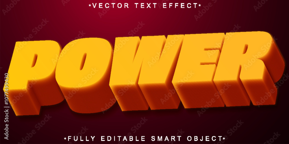 Poster orange power vector fully editable smart object text effect