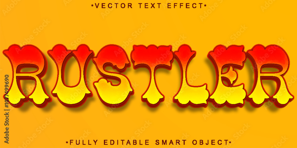 Poster rustler vector fully editable smart object text effect