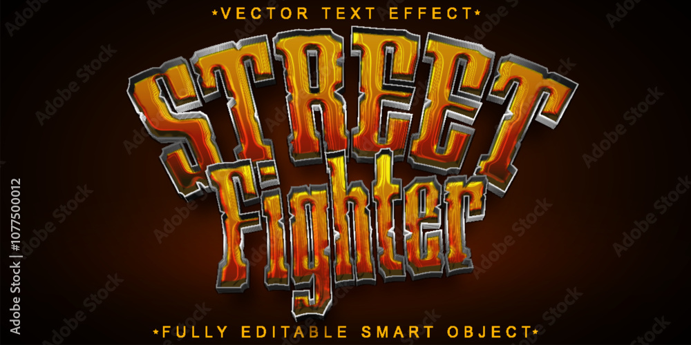 Poster shiny street fighter vector fully editable smart object text effect