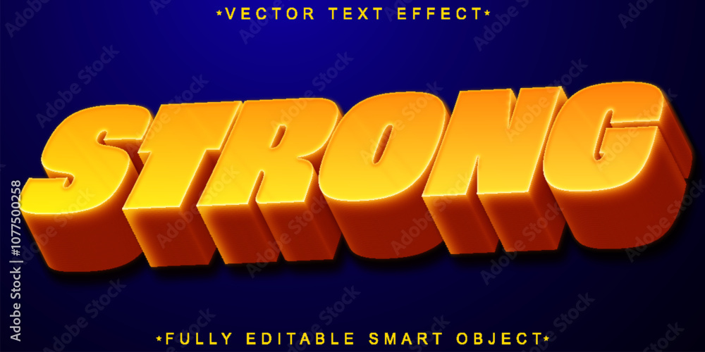 Poster cartoon strong vector fully editable smart object text effect