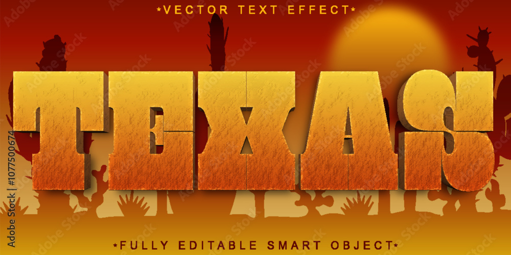 Poster texas vector fully editable smart object text effect