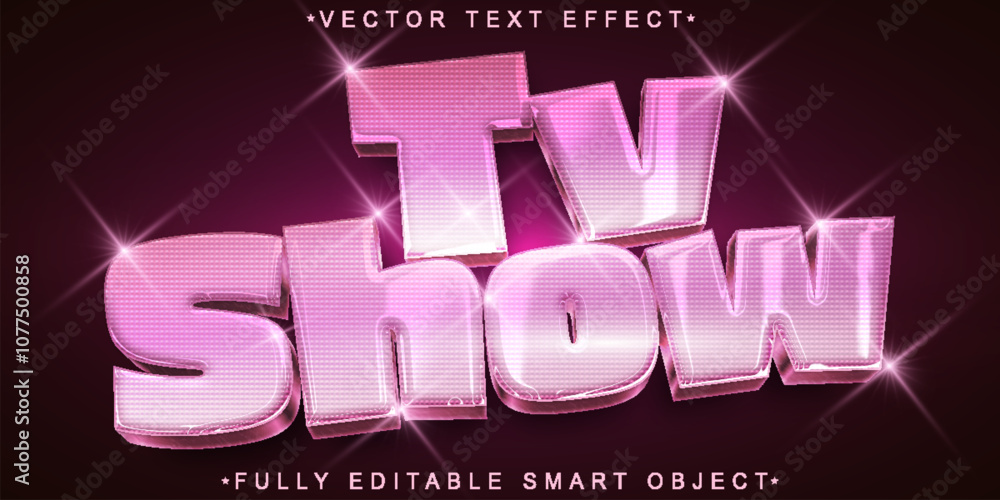 Aufkleber purple shiny tv show vector fully editable smart object text effect