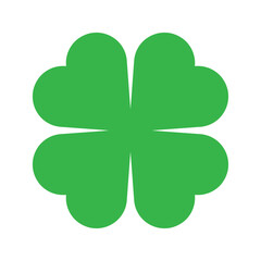 St Patrick's Day. Lucky Four-leaf clover, Green Four leaf clover vector icon. Lucky and happiness concept. Shamrock - green four leaf clover icon. Good luck theme design element.