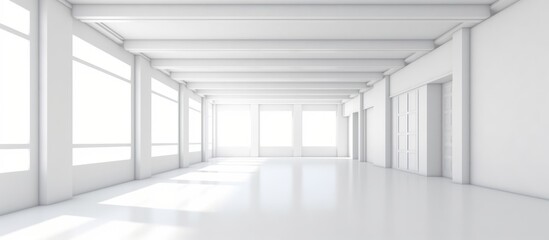 Obraz premium Empty White Room with Windows and Door