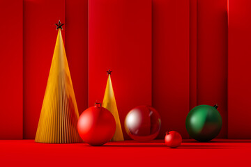 Festive Christmas decorations with vibrant red and green accents