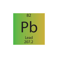 Pb Lead Post transition metal Chemical Element Periodic Table. Simple flat square vector illustration, simple clean style Icon with molar mass and atomic number for Lab, science or chemistry class.