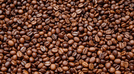 Fototapeta premium Close-Up Background of Assorted Coffee Beans in Rich, Natural Tones