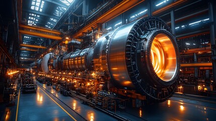 Fototapeta premium Large Industrial Turbine in a Factory
