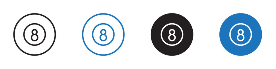 8 ball pool icon Vector set outline
