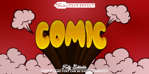 Cartoon Comic Yellow Red Vector Editable Text Effect Template