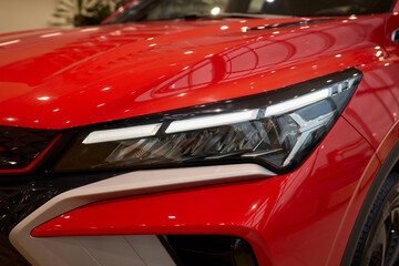 Close up of a cars headlight, part of automotive design