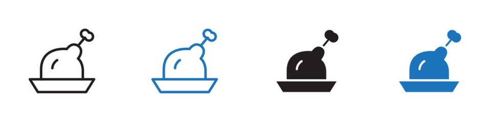Chicken icon Vector set outline