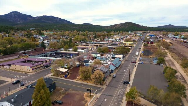 Aerial Views of Historic Town Williams, Arizona, America, USA.