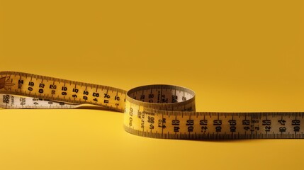 A Yellow Tape Measure Curls on a Yellow Background