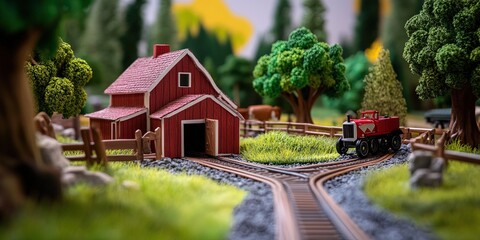 cozy toy farmyard scene model diorama with vibrant modern style 