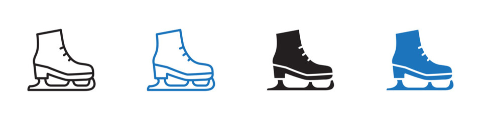 Ice skates icon Vector set outline
