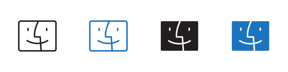 Mac finder icon Vector set outline
