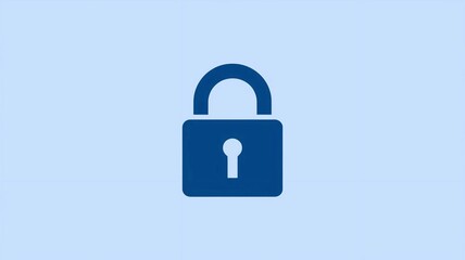 Minimalistic blue padlock on a white background symbolizing security, privacy, and protection in a digital or physical context.