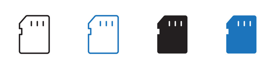 Memory card icon Vector set outline