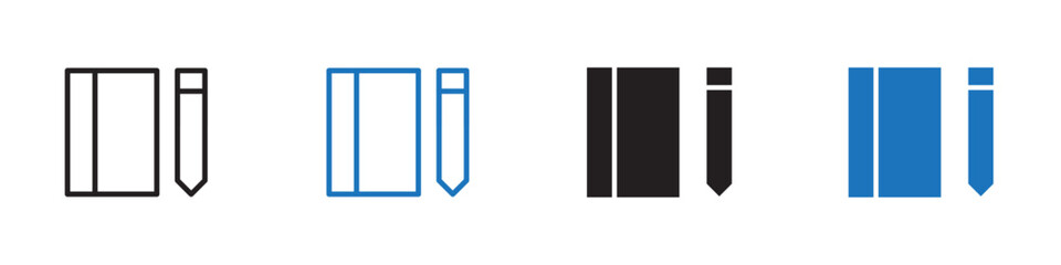 Notebook and pen icon Vector set outline