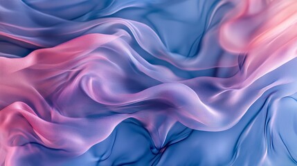 Fototapeta premium Flowing translucent waves, pastel hues of blue and pink, fluidity, softness