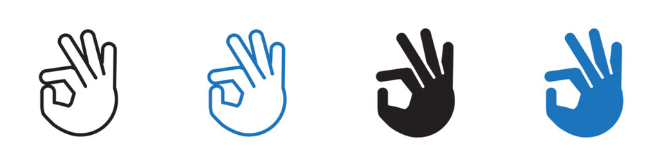 Ok gesture icon Vector set outline