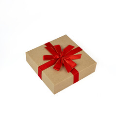 Box with a gift on a white background. Give a gift.