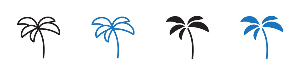 Palm tree icon Vector set outline