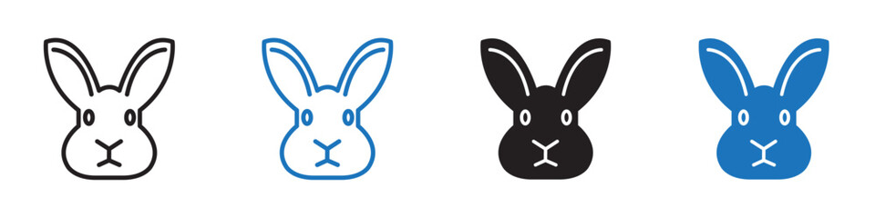 Rabbit face icon Vector set outline