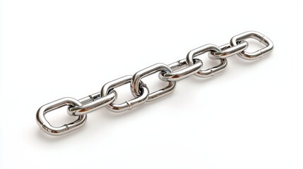 Obraz premium Isolated Silver Chain Links on White Background Perfect for Illustrating Strength, Connection, and Industrial Themes in Stock Photography