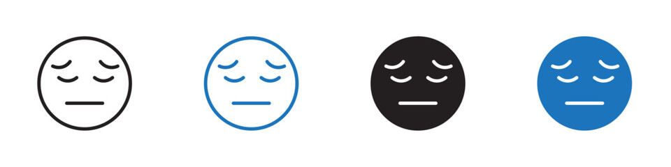Sad face icon Vector set outline