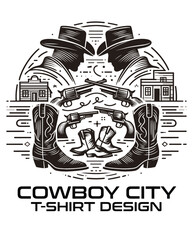 Cowboy City Vector T Shirt Design